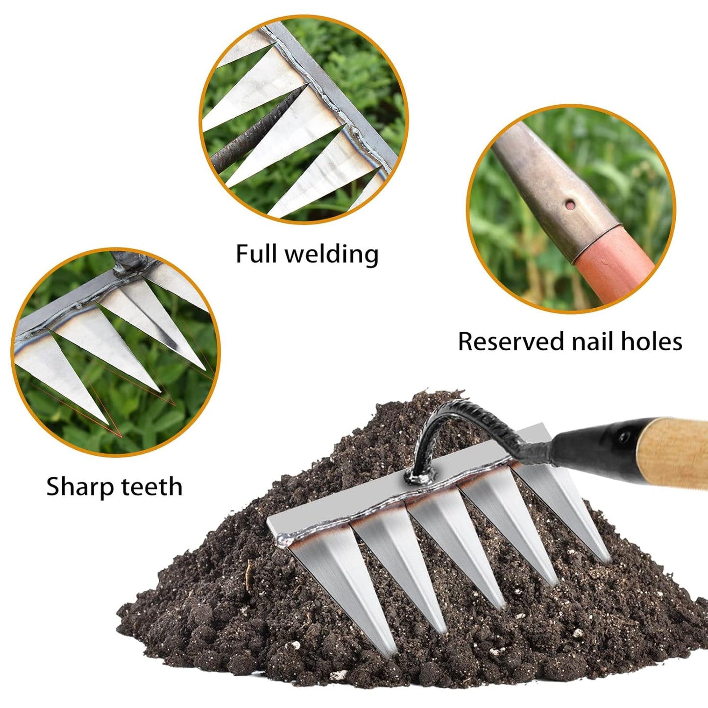 Sharpen™ Carbon Steel Garden Weeding Rake