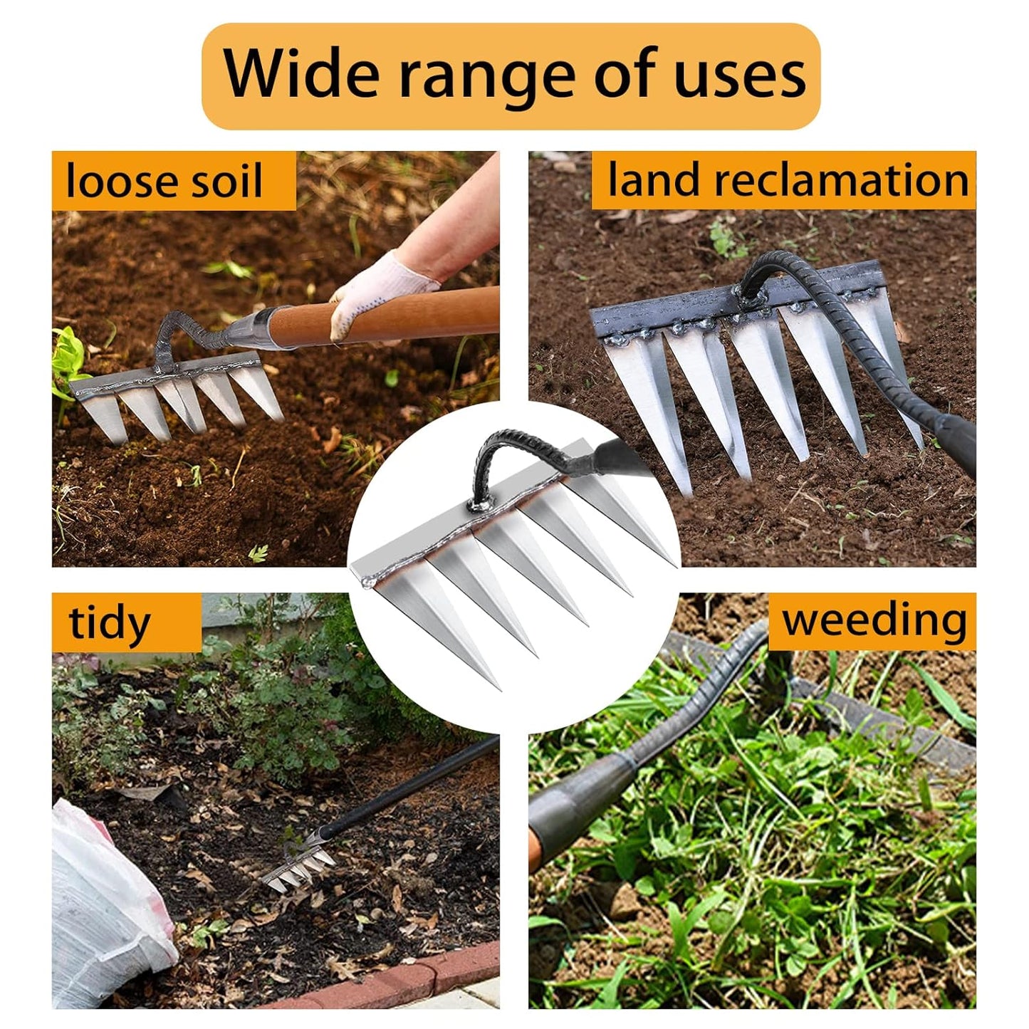 Sharpen™ Carbon Steel Garden Weeding Rake